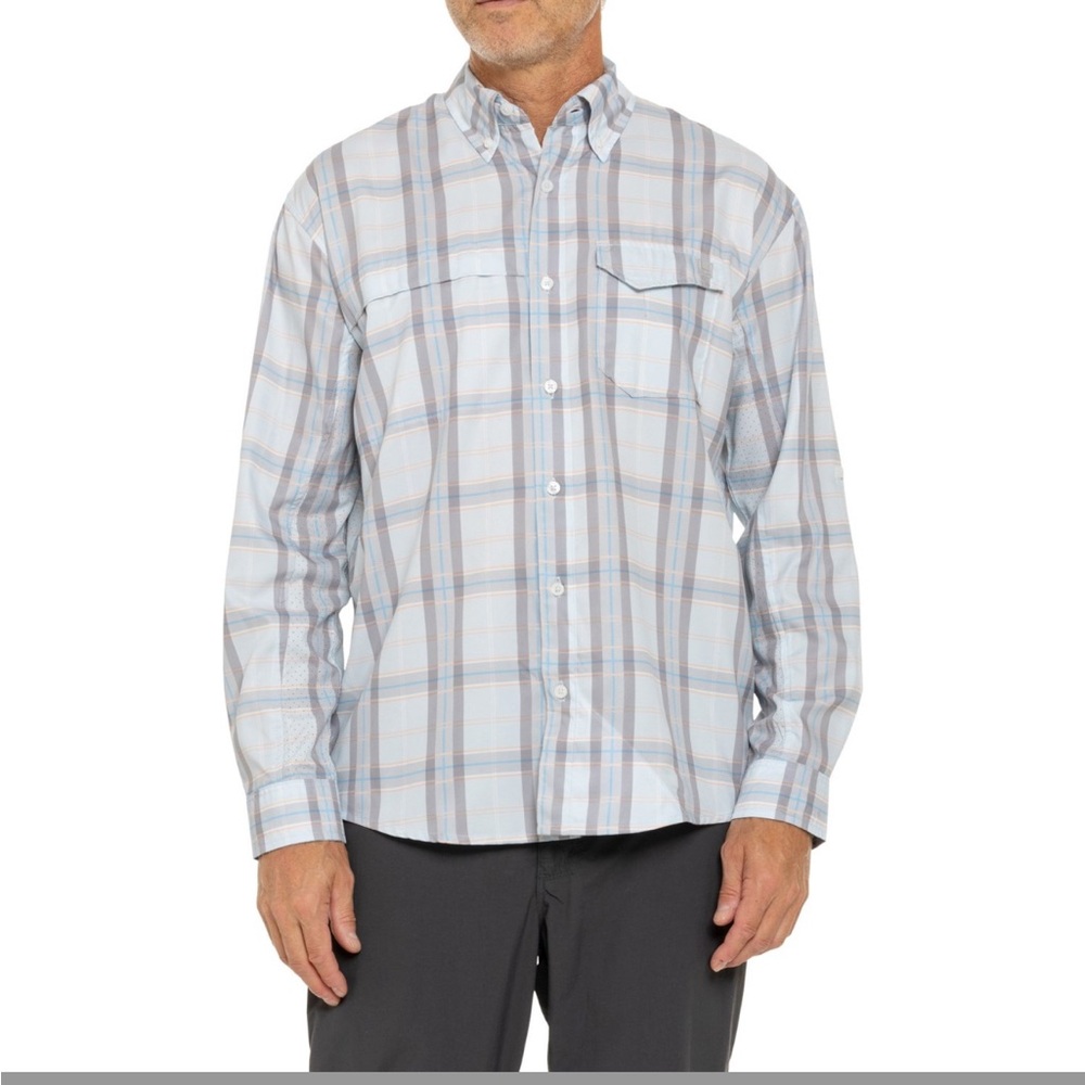 Huk Men's Tide Point Blue / Grey Plaid Shirt